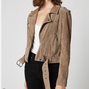 Blank NYC Taupe Suede Leather Jacket